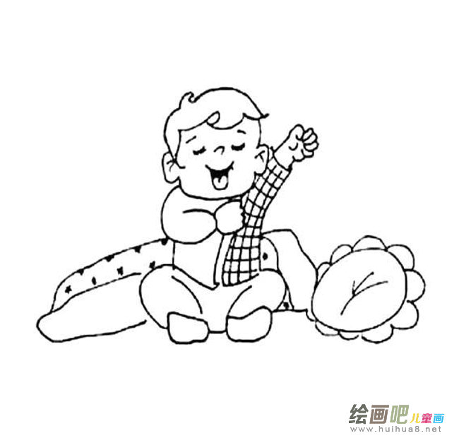 起床穿̡服的小朋友简笔画图片大全