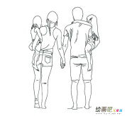 一家四口简笔画步骤图片大全