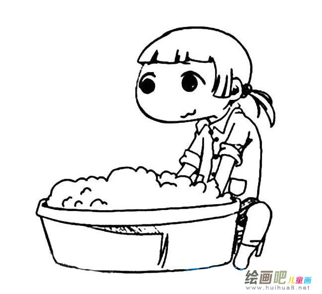 洗⩀Lҩ̡ơ服的小女孩简笔画图片大全