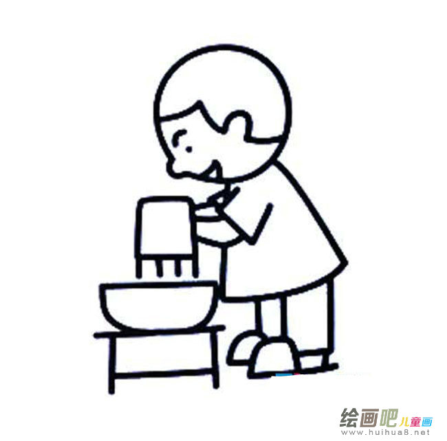 洗脸的小孩简笔画图片大全