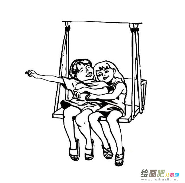 荡秋千的姑娘简笔画图片大全