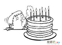 吹蜡烛的小寿星简笔画步骤图片大全