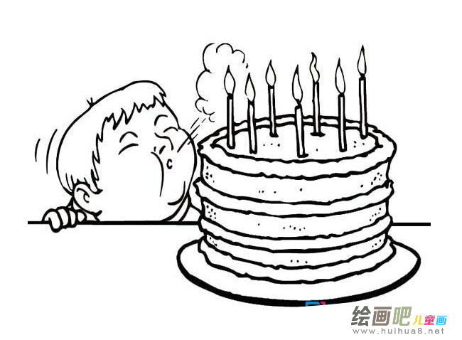 吹蜡烛的小寿星简笔画图片大全