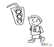 过马路的小朋友简笔画步骤图片大全