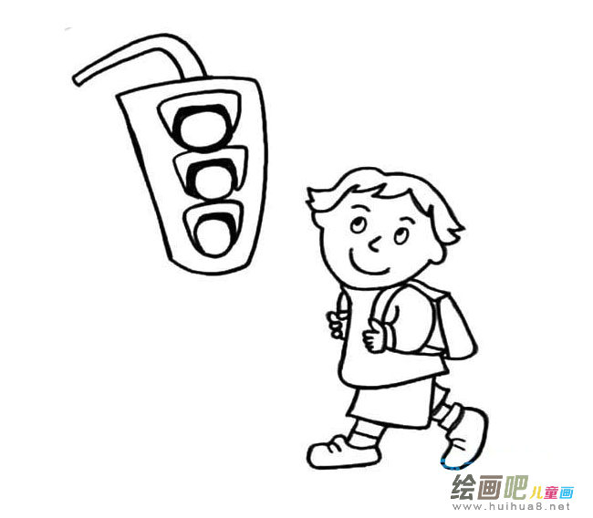 过马路的小朋友简笔画图片大全