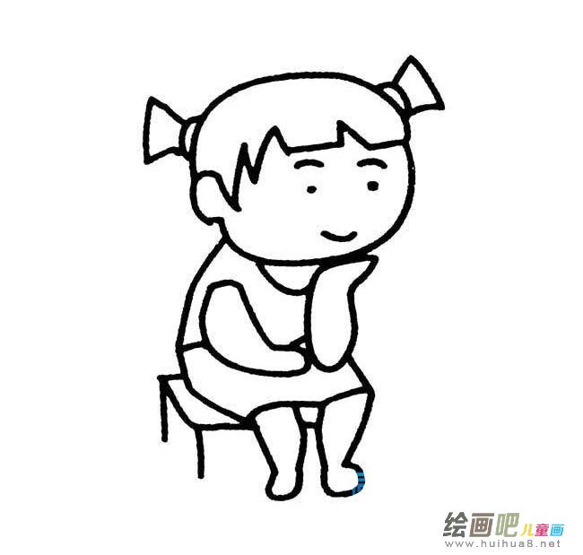 坐着思考的小妮简笔画图片大全