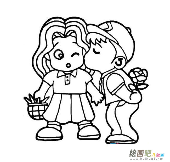 男孩亲女孩简笔画图片大全