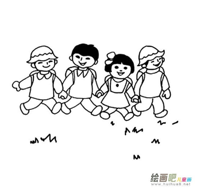 郊游的学生简笔画图片大全