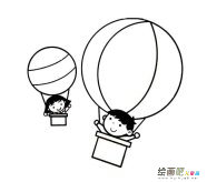 坐热气球的小孩简笔画步骤图片大全