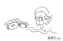 海滩上的美景简笔画步骤图片大全