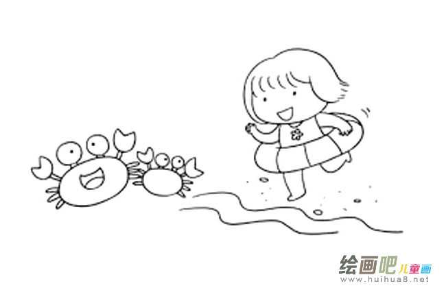 海滩上的美景简笔画图片大全