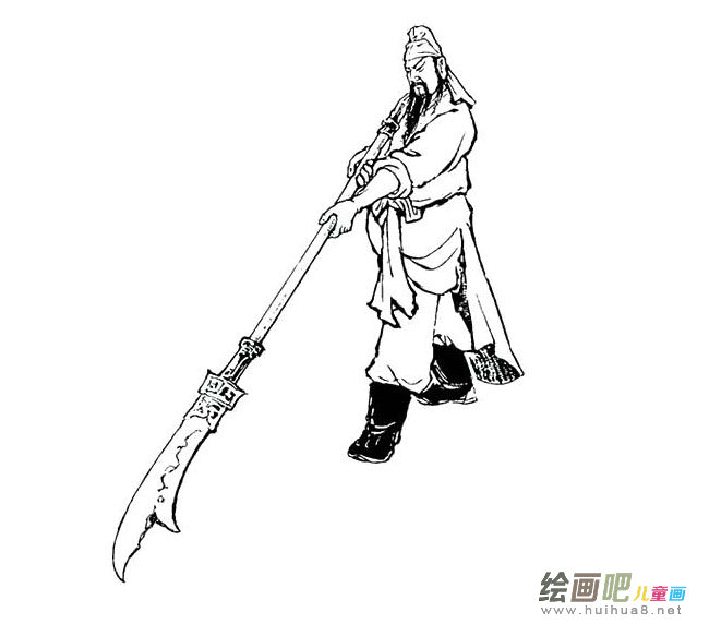 关公耍大刀简笔画图片大全