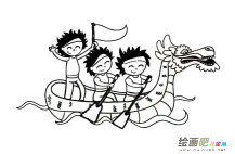 赛龙舟简笔画步骤图片大全