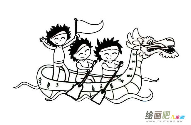 赛龙舟简笔画图片大全