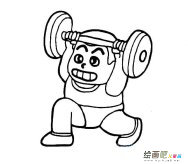 少年举重简笔画步骤图片大全