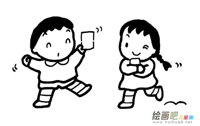 男女做游戏简笔画图片大全