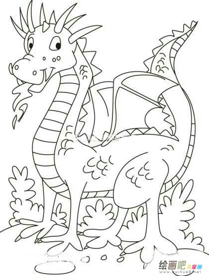 吐火的恐龙简笔画图片