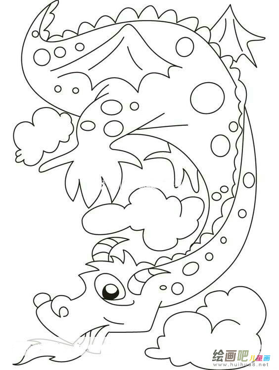 天上喷火的恐龙简笔画图片