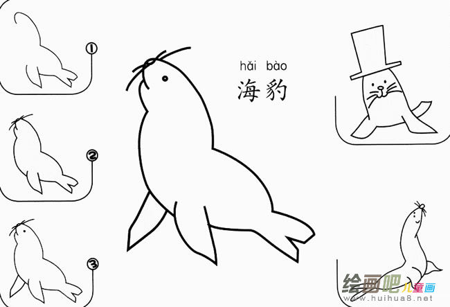 海豹怎么画简笔画图片
