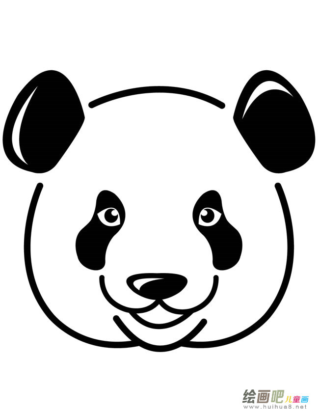 黑白大熊猫头像简笔画图片