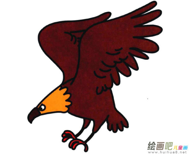 彩色简笔画老鹰涂色