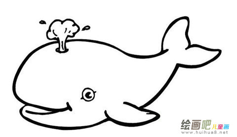 鲸鱼喷水简笔画