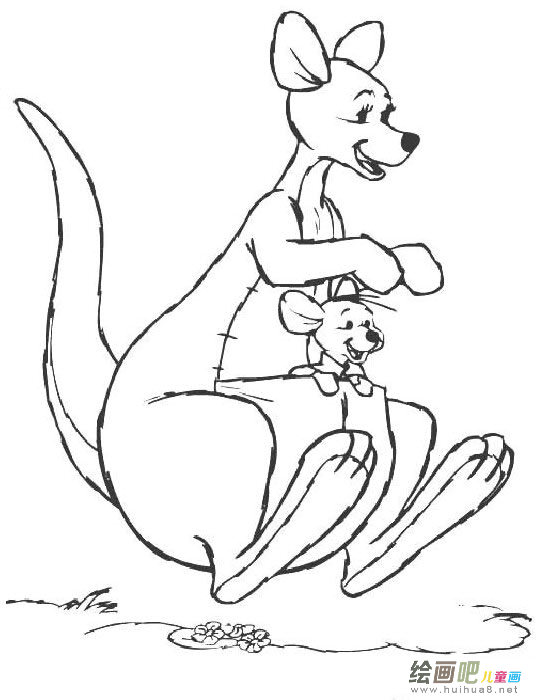 可爱袋鼠简笔画儿童画