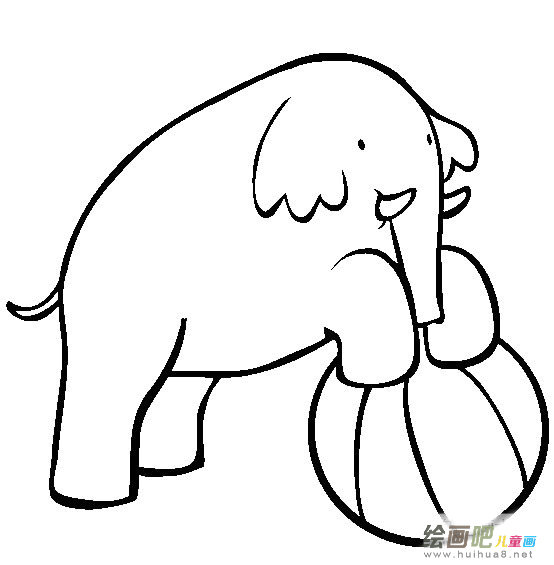 玩皮球的大象简笔画图片