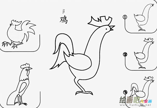 公鸡怎么画简笔画图片