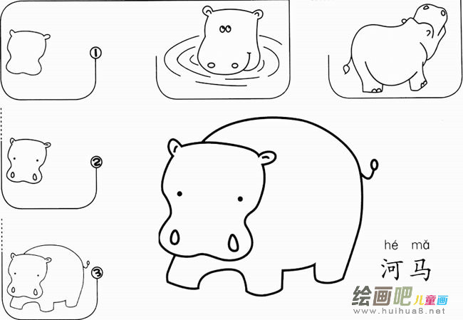 河马怎么画简笔画图片