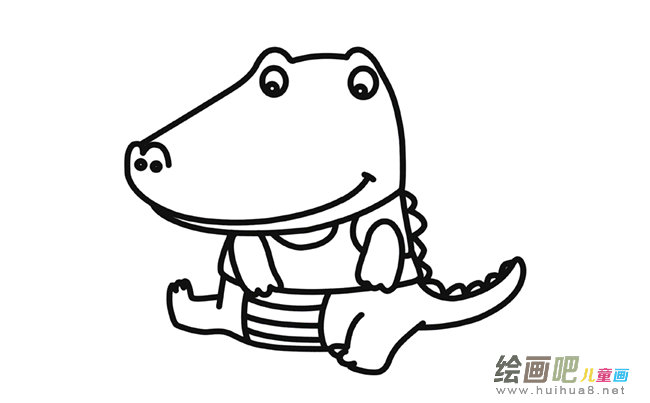 卡通鳄鱼简笔画图片