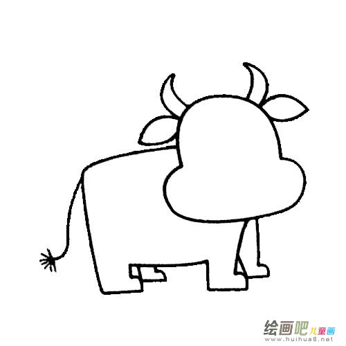 奶牛简笔画步骤图片
