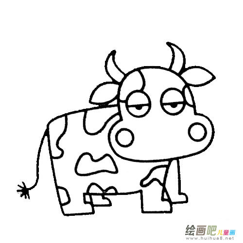 奶牛简笔画步骤图片
