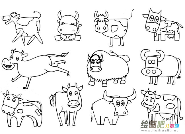 奶牛简笔画步骤图片