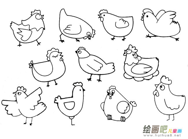 母鸡简笔画实例及步骤