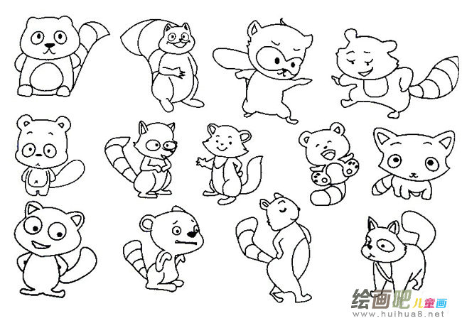 浣熊简笔画图片大全