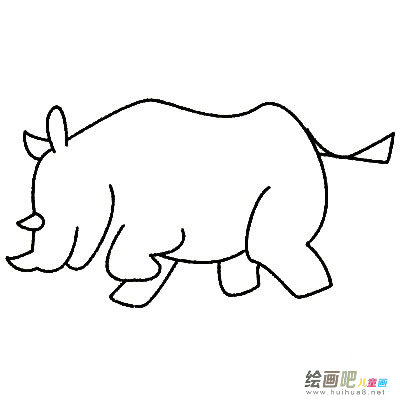 犀牛简单简笔画步骤图片