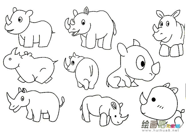 犀牛简笔画图片大全