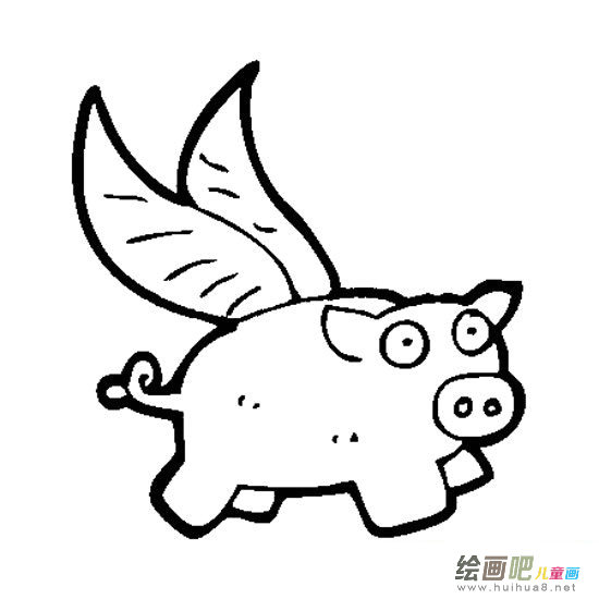 飞猪简笔画图片 带翅膀的猪卡通简笔画