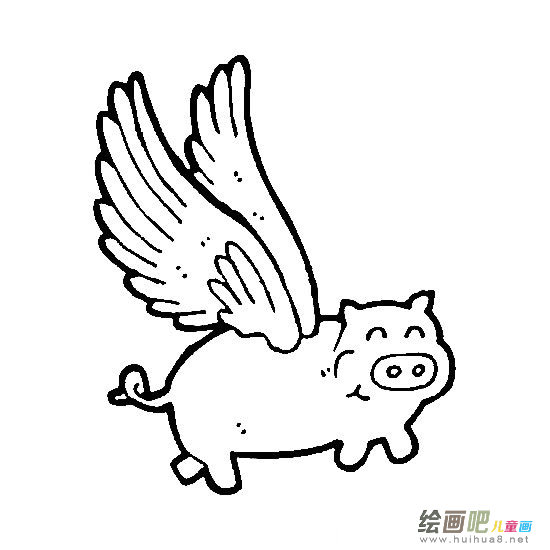 飞猪简笔画图片 带翅膀的猪卡通简笔画