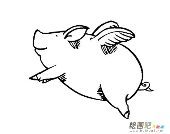 飞猪简笔画图片 带翅膀的猪卡通简笔画