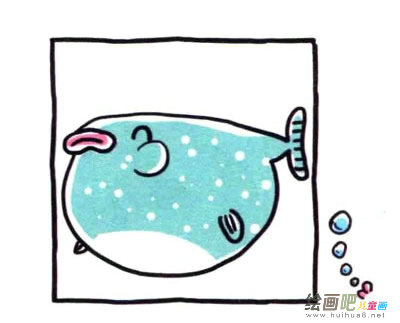 四步画出涂色的刺豚鱼简笔画图片
