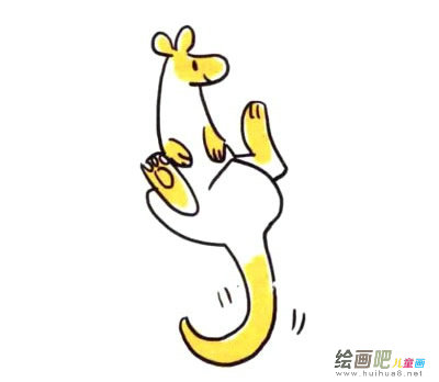 袋鼠简笔画图片大全 四步画出涂上颜色的袋鼠简笔画步骤图