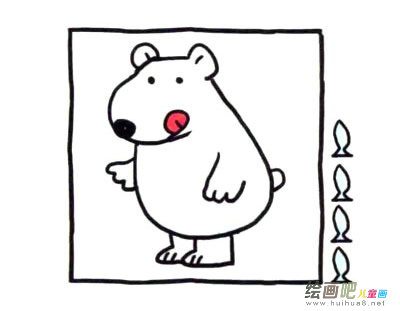 北极熊简笔画图片 四步画出涂色的北极熊简笔画步骤图