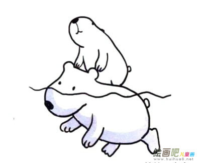 北极熊简笔画图片 四步画出涂色的北极熊简笔画步骤图
