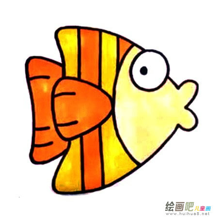 六步画出小丑鱼简笔画彩色图片