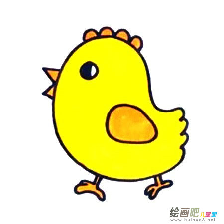 六步画出小鸡简笔画彩色图片
