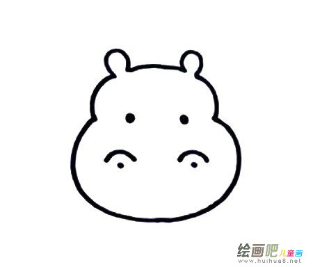 四步画出河马简笔画彩色图片