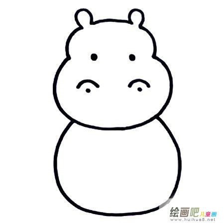 四步画出河马简笔画彩色图片