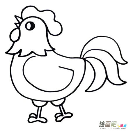 六步画出公鸡简笔画彩色图片